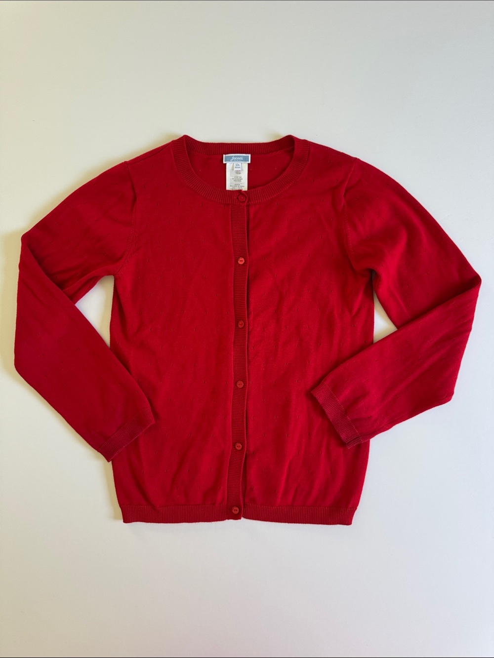 Jacadi Red Button-Up Crewneck Cardigan